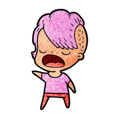 cartoon cool hipster girl talking