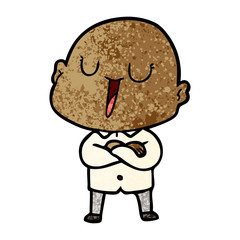 happy cartoon bald man