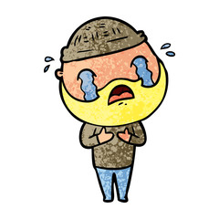 cartoon bearded man crying