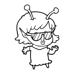 cute alien girl cartoon