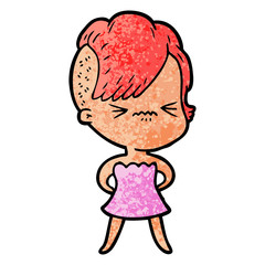 cartoon annoyed hipster girl