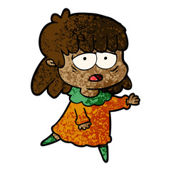 cartoon tired woman