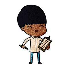 cartoon boy taking notes