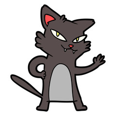 happy cartoon cat waving