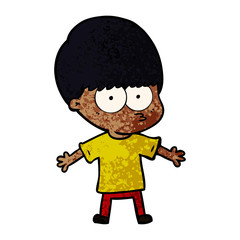 nervous cartoon boy