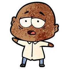 cartoon tired bald man