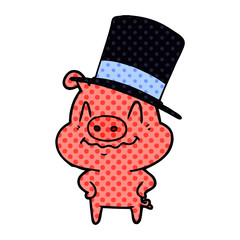 nervous cartoon rich pig
