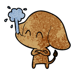 cute cartoon elephant spouting water