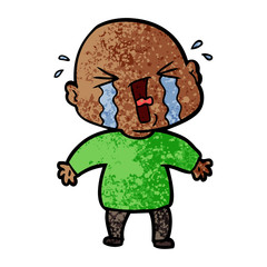 cartoon crying bald man