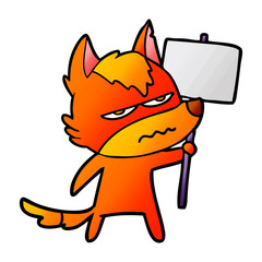fox cartoon character with protest sign
