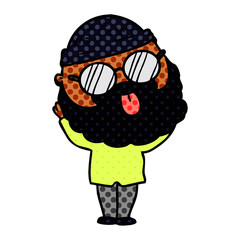 man with beard sticking out tongue