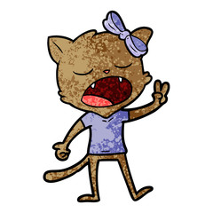 cartoon yawning cat
