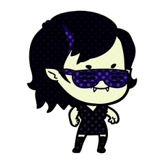 cartoon friendly vampire girl in cool shades