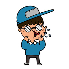 cartoon boy wearing spectacles and cap