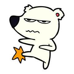 Obraz premium annoyed polar bear cartoon kicking out