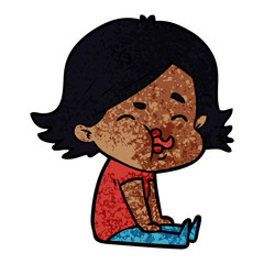 cartoon girl pulling face