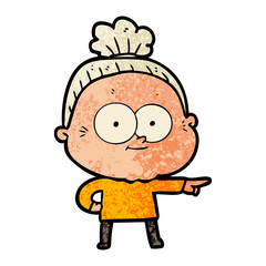 cartoon happy old woman