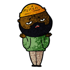 cartoon worried man with beard