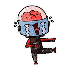 cartoon crying robot pointing