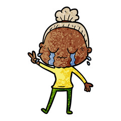cartoon crying old lady