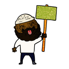 bearded protester cartoon