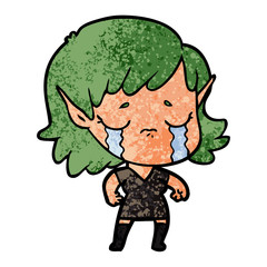 cartoon crying elf girl