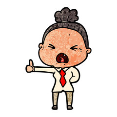 cartoon angry old woman