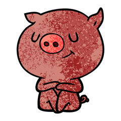 happy cartoon pig