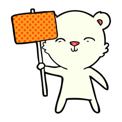 polar bear with protest sign cartoon