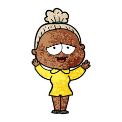 cartoon happy old lady