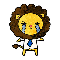 cartoon crying lion wearing shirt and tie