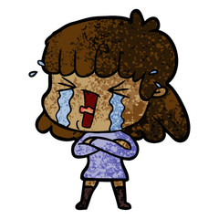 cartoon woman in tears