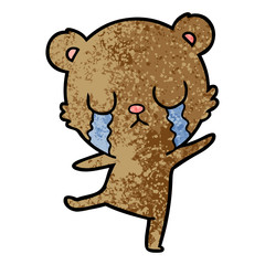 crying cartoon bear doing a sad dance