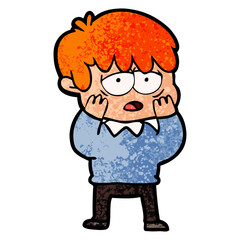 cartoon exhausted boy