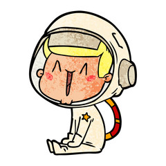 happy cartoon astronaut sitting
