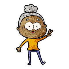 cartoon happy old woman