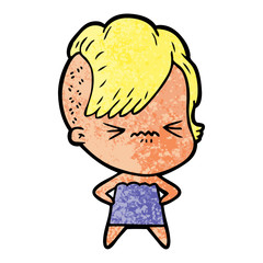 cartoon annoyed hipster girl