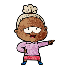 cartoon happy old lady