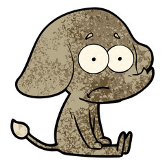 cartoon unsure elephant sat on floor