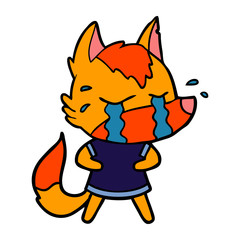 sad little fox cartoon character