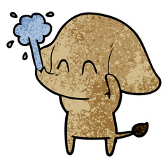 cute cartoon elephant spouting water