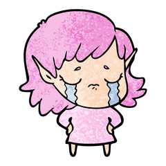 cartoon crying elf girl