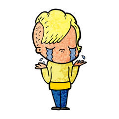 Fototapeta premium cartoon crying girl