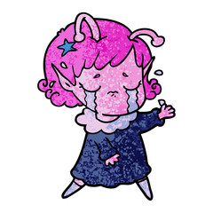 cartoon crying alien girl