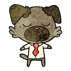 cute cartoon dog wearing office shirt