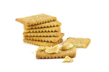 cracker with sesame isolated background