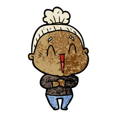 cartoon happy old lady