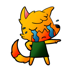 sad little fox cartoon character