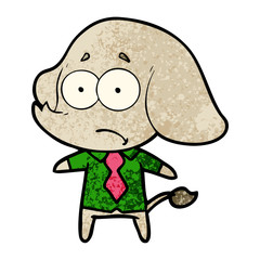 cartoon unsure elephant in shirt and tie