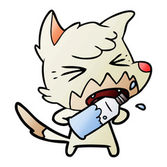 angry cartoon fox opening water bottle